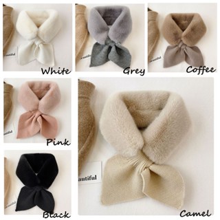 ✨ scarf✨ผ้าพันคอขนสัตว์ผ้าพันคอขนกระต่ายสีกาแฟสไตล์เกาหลีสําหรับผู้หญิงหลากสี