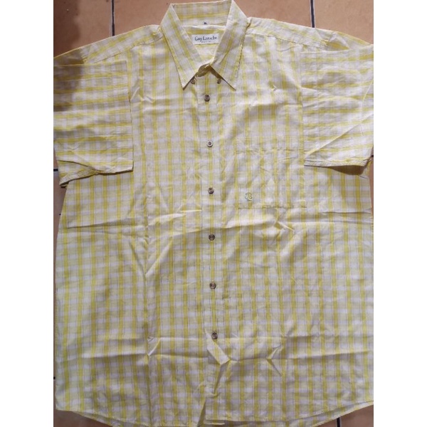 GUY LAROCHE KEMEJA GUY LARACHE เสื้อเชิ้ตแขนสั้นผู้ชายแบรนด์ ไซส์ XL