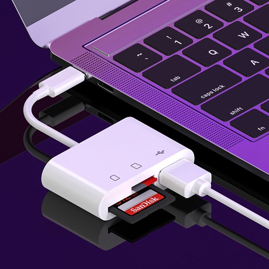OTG Type C to SD Card Camera Reader 2 in 1  โอนรูปเข้า โทรศัพท์ หรือ คอมพิวเตอร์ ผ่านหัวเสียบ Type C สายยาว 120 มม