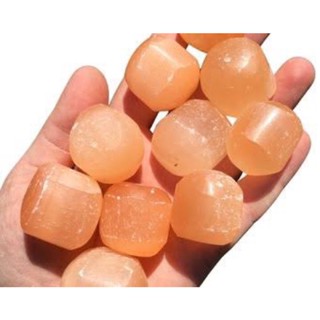 Orange Selenite Crystalsเซเลไนท์สีส้ม - Peach Selenite - Selenite stone - tumbled stones - healing  - selenite sphere