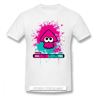 เสื้อยืดแขนสั้น ผ้าฝ้ายแท้ พิมพ์ลาย Splatoon Squid Inklings Shooter Game Homme สีดํา โอเวอร์ไซซ์S-5XL