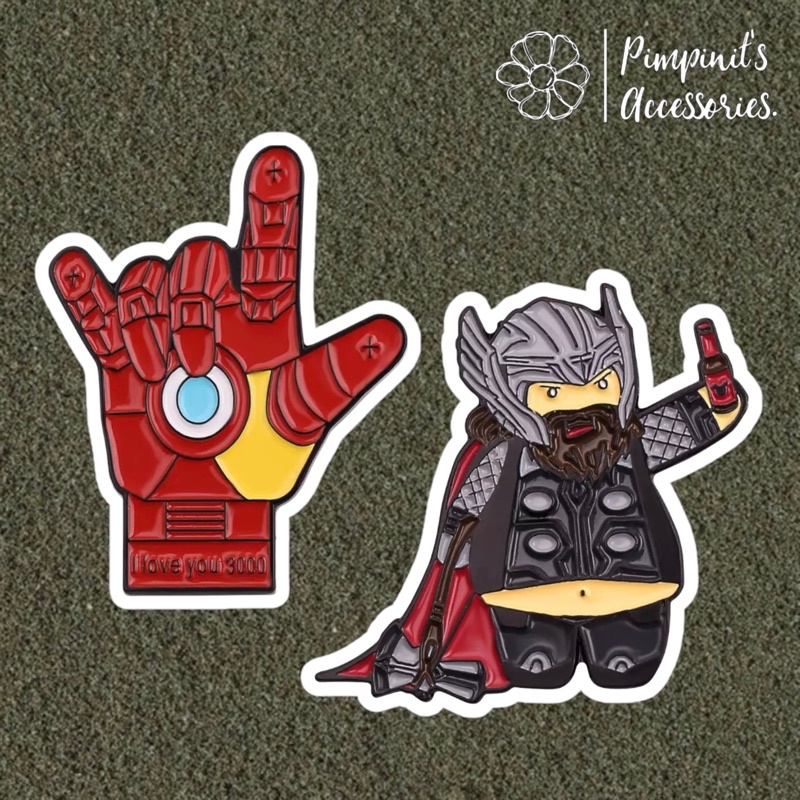 พร้อมส่ง เข็มกลัดเซ็ทเทพเจ้าธอร์และมือกัปตันอเมริกา Thor Captain ...
