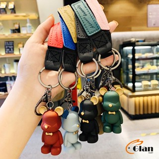 Glanxuan พวงกุญแจแฟชั่นยุโรปเหนือหมีผูกโบว์ พวงกุญแจหมี จี้ห้อยกระเป๋า  keychain