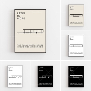 โปสเตอร์ผ้าใบ พิมพ์ลายสถาปัตยกรรม Bauhaus Ludwig Mies Van Der Rohe Farnsworth House Berlin สําหรับตกแต่งบ้าน