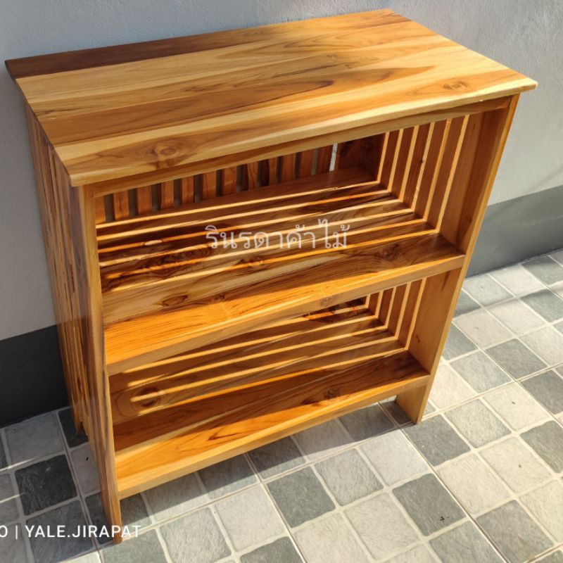 ชั้นวางของ​ ​​3​ ชั้น​ ไม้สักแท้ (ปกบน)​ ขนาด 35*70*62cm.