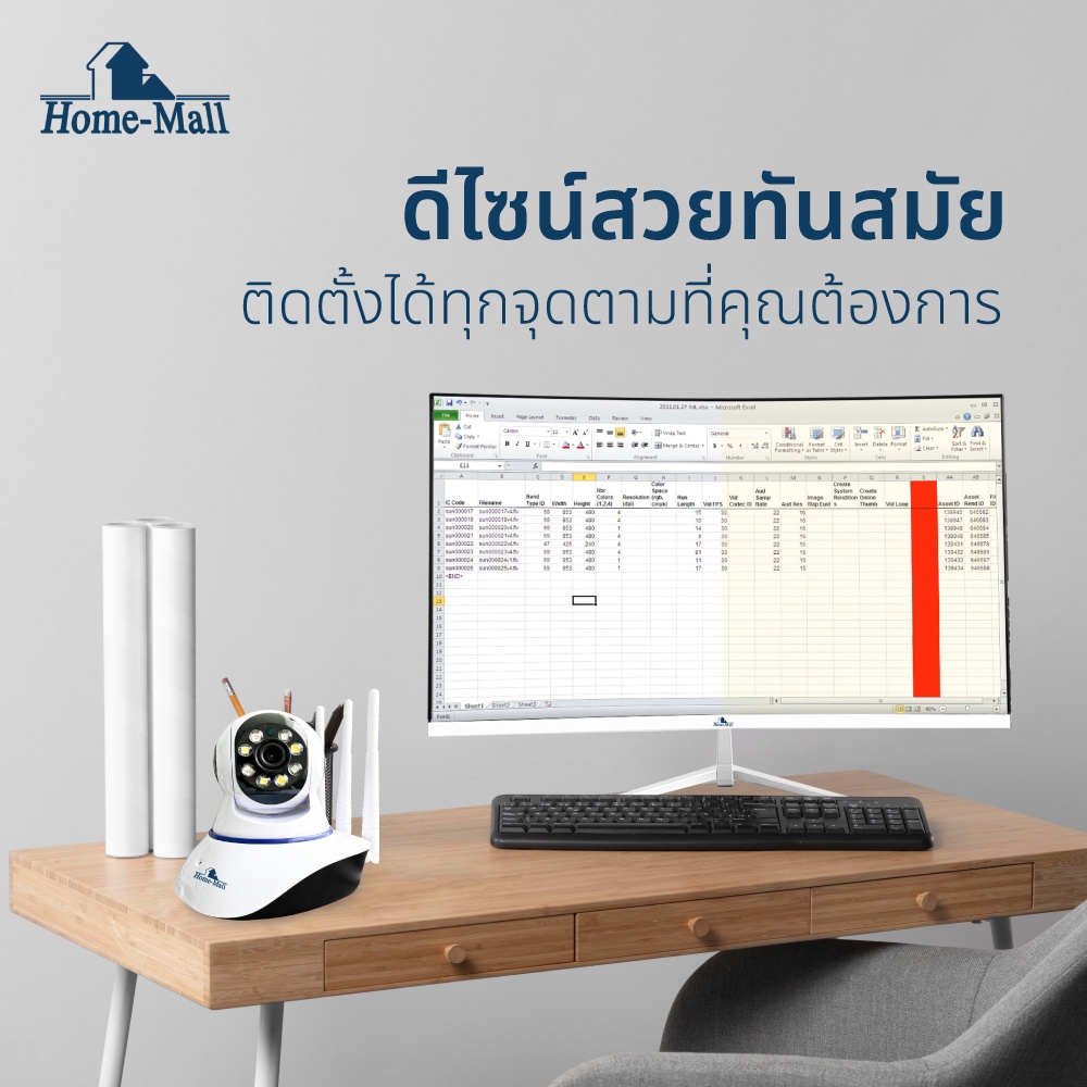 HOME-MALL กล้องวงจรปิดไร้สาย คมชัด 5MP fulll colour night vision รองรับภาษาไทย ติดตั้งง่าย YOOSEE