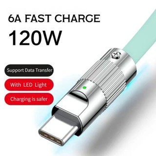 สายชาร์จ USb Type c โลหะผสมสังกะสี 5 สี 120W 6A 1 เมตร