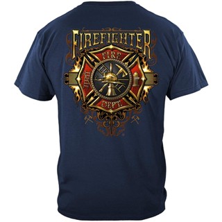 เสื้อยืดพิมพ์ลายแฟชั่น Lint9 เสื้อยืดแขนสั้น พิมพ์ลาย Fire Fighter Once Always Firefighter Fire Gear พลัสไซซ์ สําหรับผู้