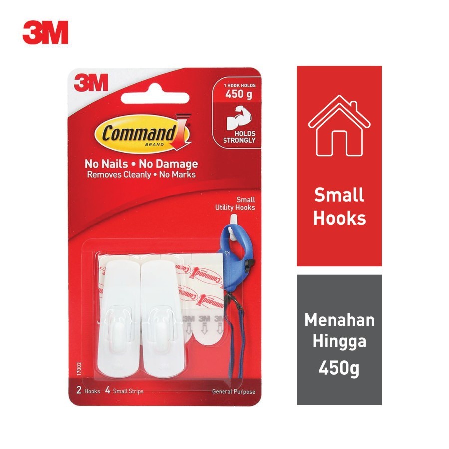 GANTUNGAN SMALL ADHESIVE UTILITY HOOK 17002 3M คําสั่ง