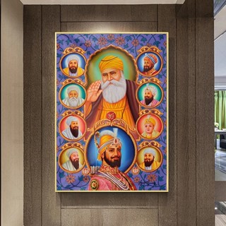 ภาพโปสเตอร์ผ้าใบ ไร้กรอบ ลาย The Ten Sikh Gurus Guru Nanak สไตล์อินเดีย สําหรับตกแต่งผนังห้องนั่งเล่น