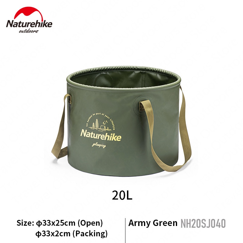Naturehike Waterproof Foldable Basin Portable Travel Folding Bucket Large Capacity Outdoor Round Buckets NH20SJ040 - รูปที่ 6