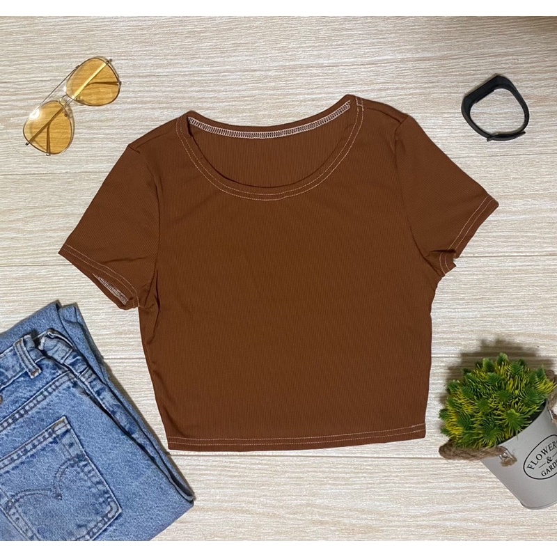 Shein เสื้อยืดครอป ป้าย shein พร้อมส่ง
