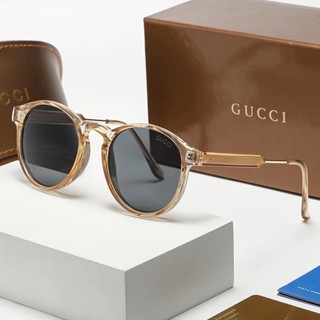 GUCCI แว่นตากันแดด กรอบกลม พลาสติก ทรงวงรี สีแดง สไตล์วินเทจ คลาสสิก สําหรับผู้ชาย และผู้หญิง