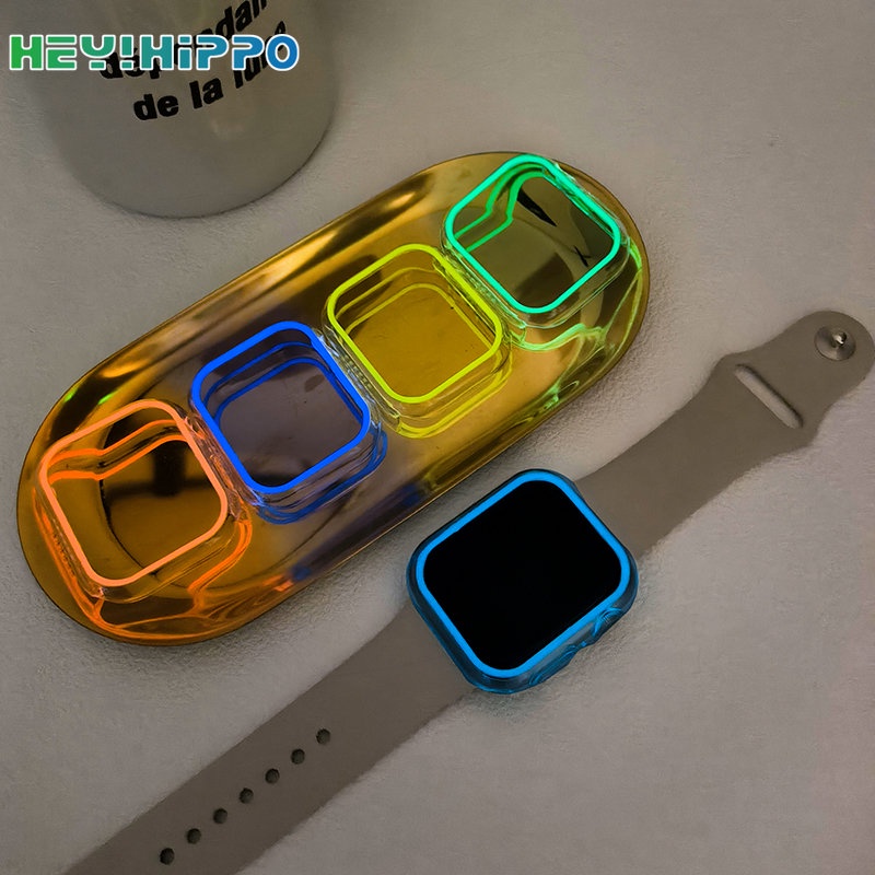 Noctilucent ฝาครอบนาฬิกาสําหรับ iwatch ultra2 49 มม.PC เกราะป้องกันสําหรับ iwatch Series 10 9 8 7 6 5 4 se 46 มม.42 มม.45 มม.41 มม.40 มม.44 มม.Anti-collision กรอบนาฬิกา