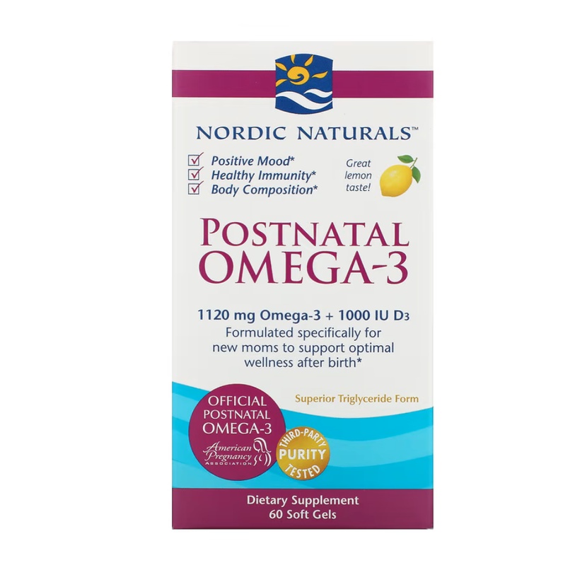 Nordic Naturals, Postnatal Omega-3 Lemon 560 mg 60 Soft Gels