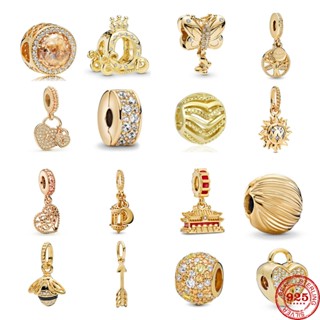 Authentic Original 925 Sterling Silver Charm Bead Sun Dangle Clear Pavé Clip Charms Gold Fit Pandora silver charm silver jewelry w1022