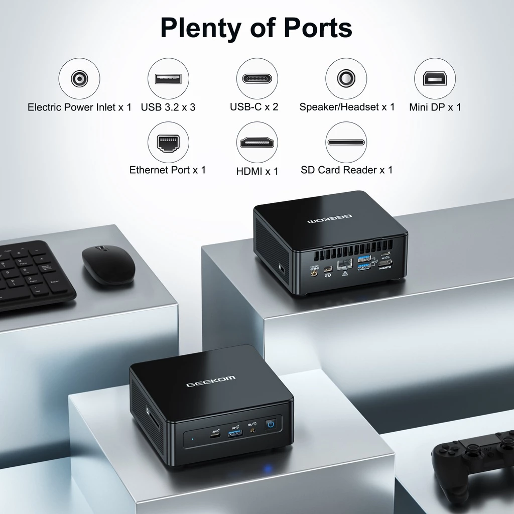 Mini PC, GEEKOM Mini IT8 Intel i5-8279U Mini Desktop Computer 16GB RAM 512GB PCIe SSD, Windows 11 Pro Mini Computer/Dual-Channel DDR4/HDMI2.0 4K UHD/Dual WiFi/BT/Gigabit Ethernet/VESA for Home/Office thumbnail 5