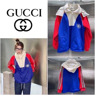 เสื้อสเวตเตอร์ GUCCI STRIPE HOODED BLUE&amp;RED WHITE SWEATER