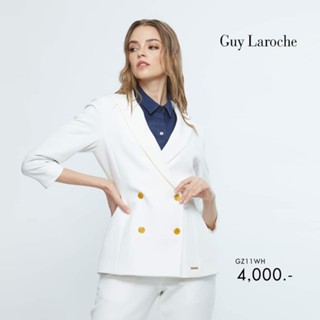 Guy Laroche 999 Double Breast Shape Up Blazer แจ็คเก็ตใส่ทำงานปรับหุ่นสวย สี White : (GZ11WH)