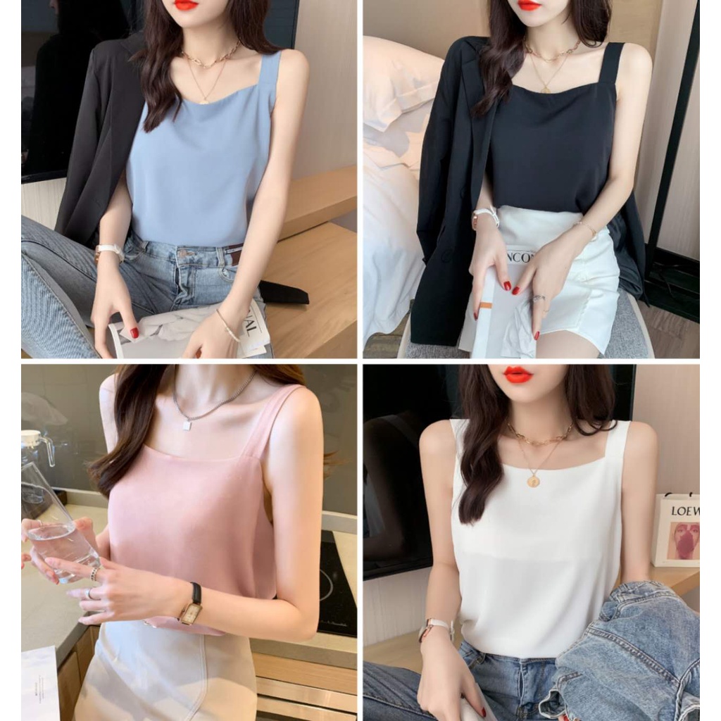 SELL เสื้อสายเดี่ยวผู้หญิง เสื้อผ้าแฟชั่นผู้หญิง เสื้อผ้าชีฟอง ไซส์M-XL