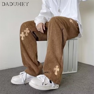 DaDuHey🔥 Mens Trendy Cross Embroidered Straight Pants Casual Ins Trendy Fashionable Corduroy Sweatpants