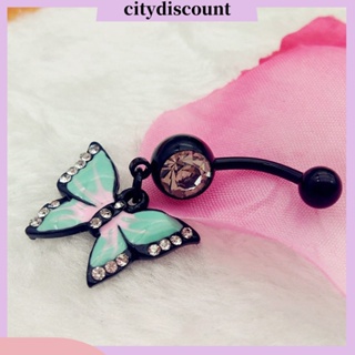 &lt;citydiscount&gt;  เครื่องประดับจิวแหวนเจาะร่างกายสะดือรูปผีเสื้อ Rhinestone