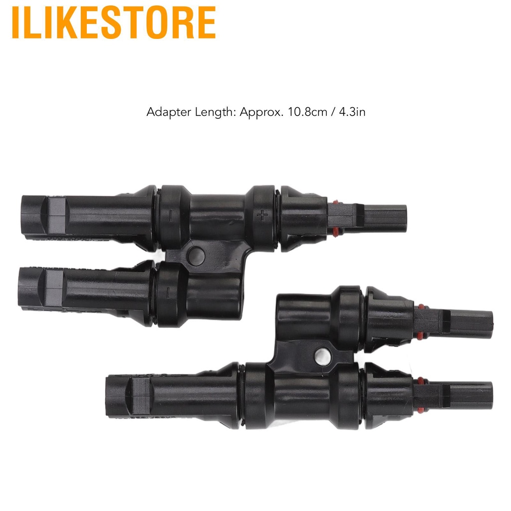 Ilikestore 1Pair Solar Panel 2 to 1 T Branch Connectors Photovoltaic Connector Rated Voltage 1000V DC #8