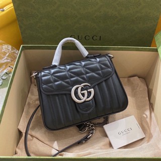 พรี​ ราคา7000 Gucci GG mormont 583571 กุชชี่ กระเป๋าสะพายไหล่ หนังวัว กระเป๋าแฟชั่นกระเป๋าสะพาย