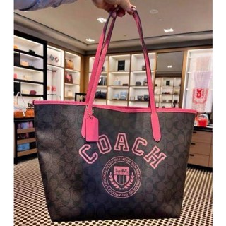 📮@2,190.-🔥🔥PRO SUPER ULTRA ลด 9 %+🛒ส่งฟรี EMS 🛒💯COACH City Tote In Signature Canvas With Varsity Motif