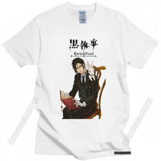 เสื้อยืดลําลอง แขนสั้น พิมพ์ลายการ์ตูนอนิเมะ Sebastian Michaelis สีดํา สไตล์ญี่ปุ่น สําหรับผู้ชาย ILcmjh98AJnfoe03S-5XL