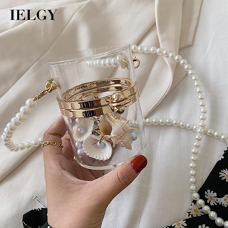 IELGY กระเป๋าสะพายข้าง โซ่มุกใส ขนาดเล็ก สําหรับผู้หญิง
