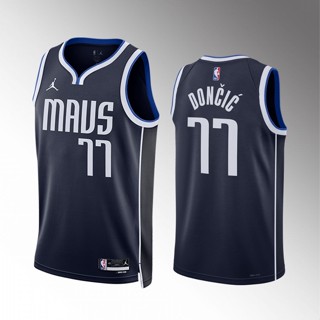 เสื้อกีฬาบาสเก็ตบอล ลายทีม Dallas Mavericks Dark Blue No.77 Season 23 #77 เสื้อกั๊กบาสเก็ตบอล Au Version Hot Press Don`Iϟ