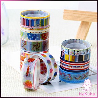 NKK ม้วนเทปลายการ์ตูน ตกแต่ง สมุดรายงาน สติ๊กเกอร์ สติกเกอร์ วาชิเทป Cute Cartoon Tape