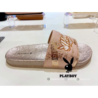 PLAYBOY รองเท้าแตะยางผู้หญิง ลิขสิทธิ์แท้ ดีไซน์ปักอักษรใหญ่ พร้อมส่ง