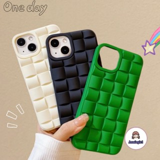 เคสโทรศัพท์มือถือแบบนิ่ม TPU กันกระแทก ลายตาราง 3D สีพื้น หรูหรา สําหรับ Iphone 14 13 12 11 Pro Max 7 8plus