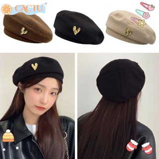 CACTU Brimless Baret Fall Winter Elegant British Painter Hats Woolen Beret Hat