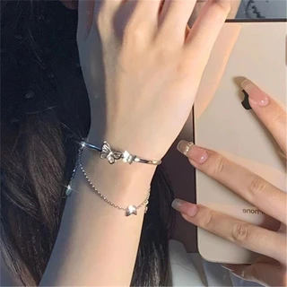 กำไลข้อมือ ปรับขนาดได้ สร้อยข้อมือ จี้ผีเสื้อ เครื่องประดับผู้หญิง สไตล์เกาหลี B45