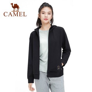 Camel เสื้อแจ็กเก็ตถัก มีฮู้ด มีซิป กันลม ให้ความอบอุ่น แฟชั่นสําหรับผู้หญิง