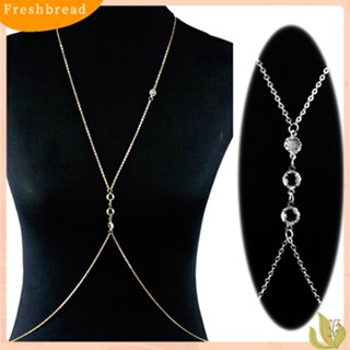 【Fresh】❀สร้อยคอ สายโซ่ คล้องร่างกาย ประดับเพชรพลอยเทียม เครื่องประดับสตรี