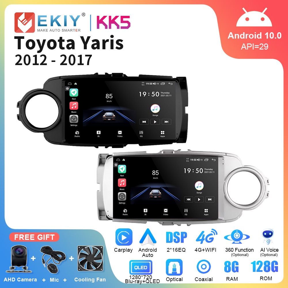 EKIY KK5 Car Radio Autoradio Android 10 For Toyota Yaris 2012-2017 GPS Navigation Multimedia Player Carplay Stereo 2 Din