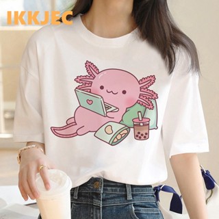 Ajolote Axolotl เสื้อยืดลําลอง แขนสั้น พิมพ์ลาย สไตล์วินเทจ สําหรับสตรี y2k