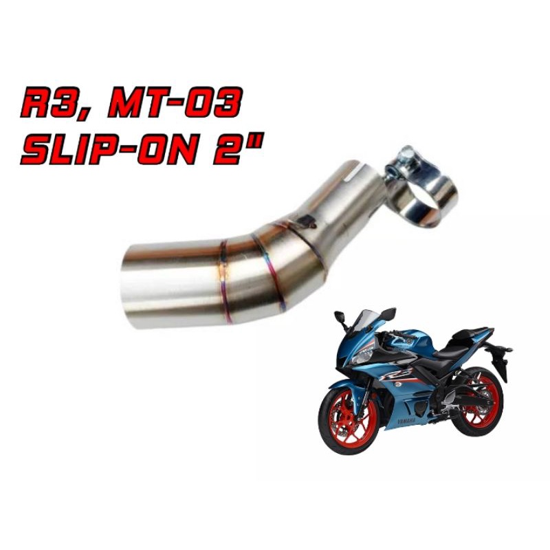 สลิปออนYamaha MT03, R3 ท่อสลิปออนสแตนเลสแท้ สวมปลายขนาด 2นิ้ว