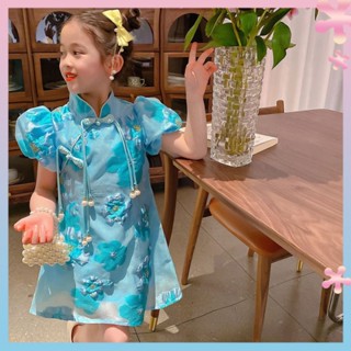 Childrens cheongsam dress 2022 summer dress babys western style Chinese dress Girls Chinese style dress childrens clothing