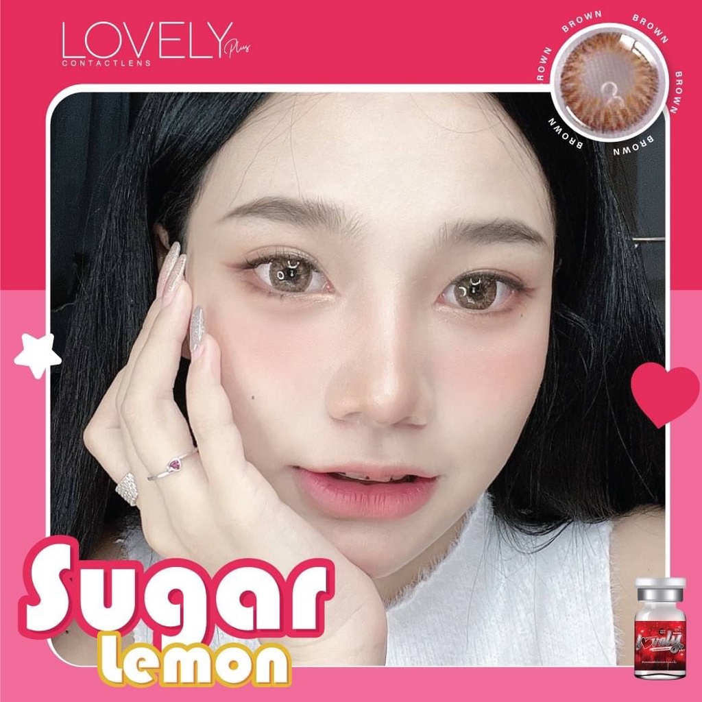 (บิ๊กอาย ตาโต ) Sugar lemon brown- Lovelylens บิ๊กอาย สายฝอ คอนแทคเลนส์ ตาโต สีน้ำตาล  เซ็กซี่ รุ่นใ