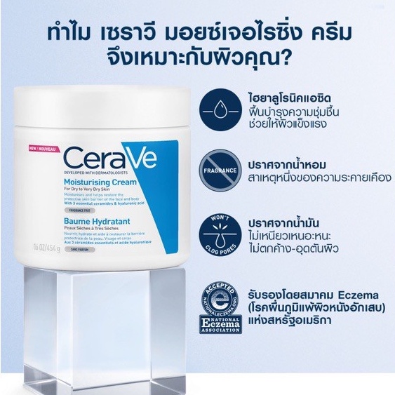 CERAVE Moisturising Cream บำรุงผิวหน้าและผิวกาย ขนาด 50ml / 177ml / 454ml