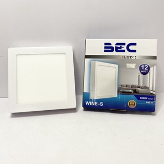 โคมไฟ ดาวน์ไลท์ ติดลอย BEC LED สี่เหลี่ยม ขอบขาว 840lm สีเดย์ แสงขาว 12W Wine-S