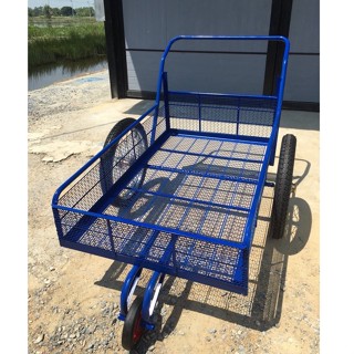 (รุ่นตะแกรง2ชั้น+ล้อใหม่17นิ้ว)รถเข็น3ล้อมือหนึ่ง โครงเหล็กส…