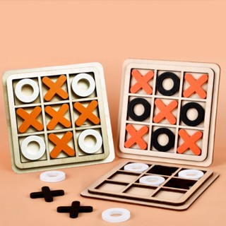 เกมกระดานไม้ Tic-Tac-Toe X O Blocks ของเล่นสําหรับเด็ก และผู้ใหญ่