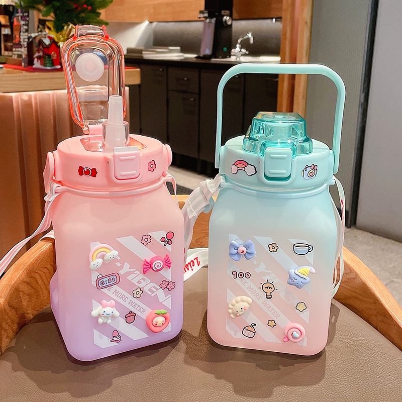 OKUMI_SHOP กระบอกน้ำ กระบอกน้ำพกพา ขวดน้ำสีพาสเทล ขวดน้ำขนาดใหญ่ 1.5 ลิตร สีสวย