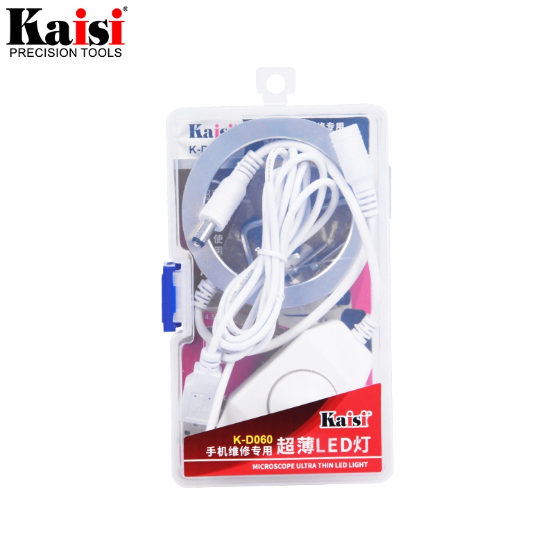 Kaisi แหวนไฟ LED 60 ดวง บางพิเศษ ปรับได้ สําหรับกล้องจุลทรรศน์สเตอริโอซูม ปลั๊ก USB